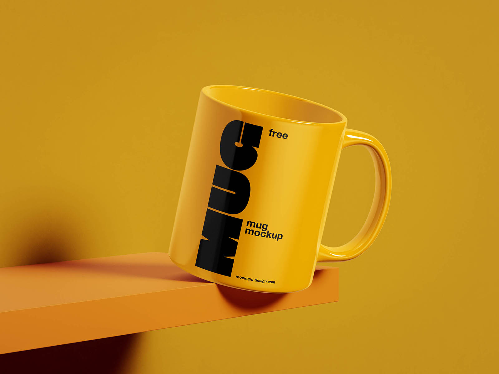 Free 3 Mug On Shelf Mockup PSD