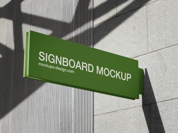 2 Free Rectangle Projecting Sign Mockup PSD Files