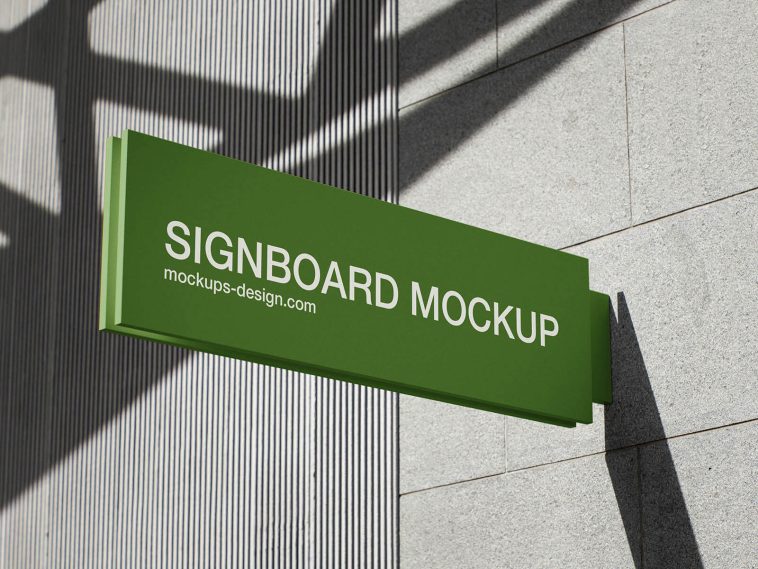 2 Free Rectangle Projecting Sign Mockup PSD Files
