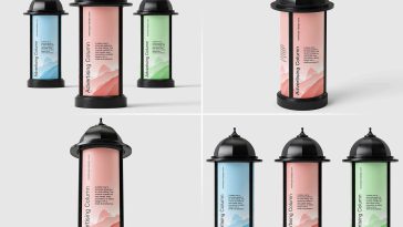 5 Free Morris Advertising Column Pillar Poster Mockup PSD Files