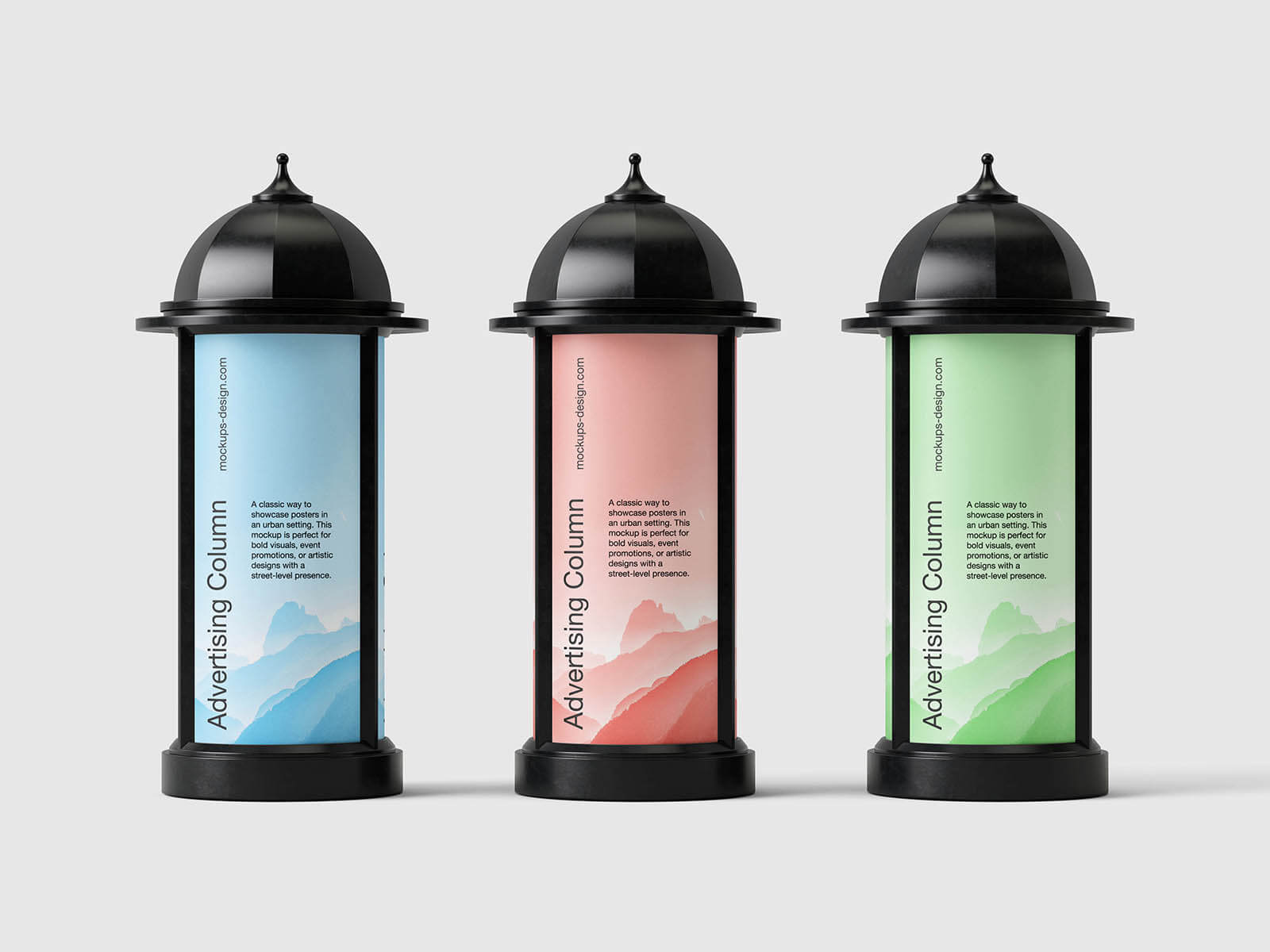 5 Free Morris Advertising Column Pillar Poster Mockup PSD Files