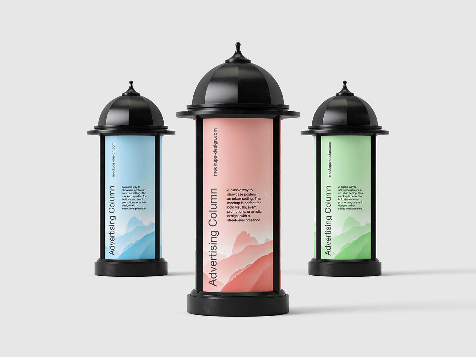 5 Free Morris Advertising Column Pillar Poster Mockup PSD Files