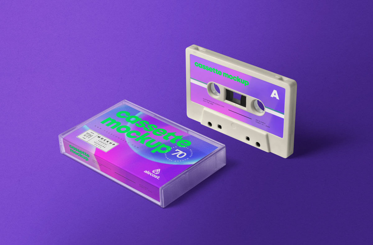Free Audio Cassette Tape Mockup PSD