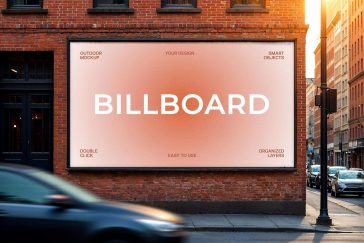 Free Corner Wall Mounted Urban City Billboard Mockup PSD