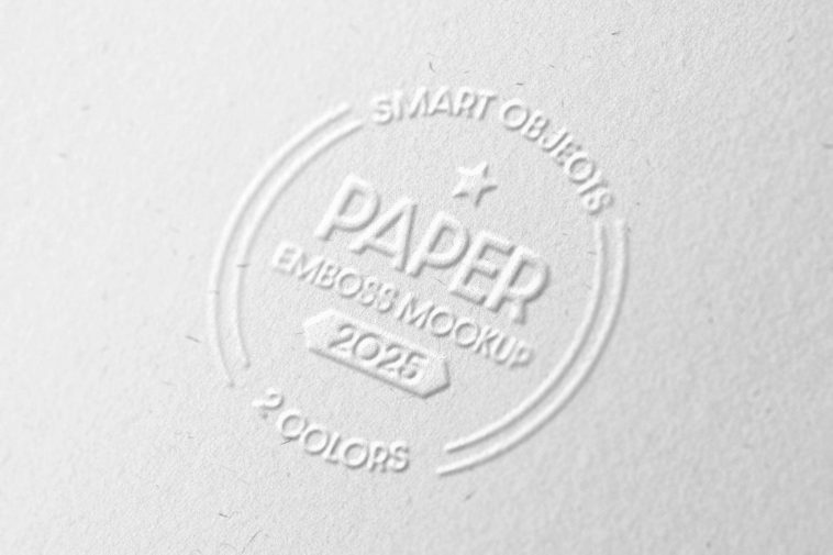 Free Embossed Paper Close-Up Mockup PSD