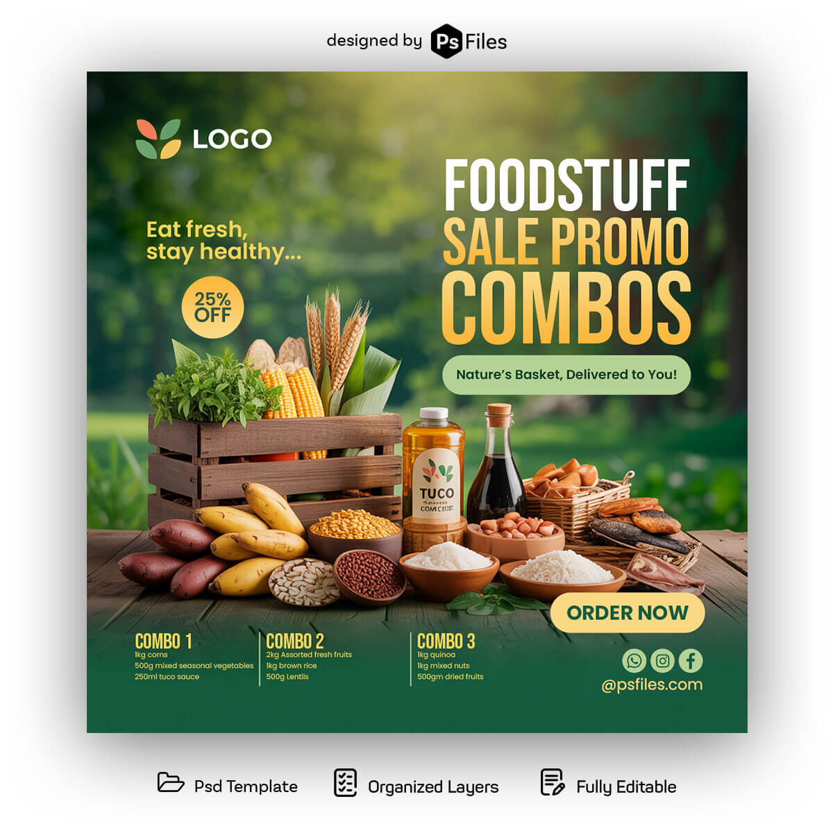 Free Foodstuff Sale Promo Combos Instagram Post Design PSD Template