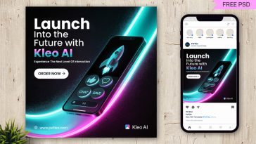Free Futuristic Kleo AI App Promotion Social Media PSD Template
