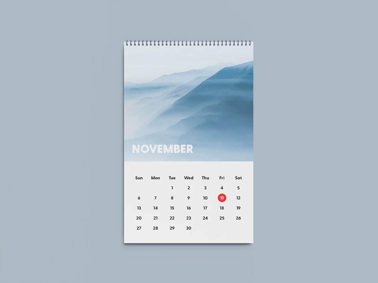 Free Landscape & Portrait Wall Calendar 2026 Mockup PSD Set
