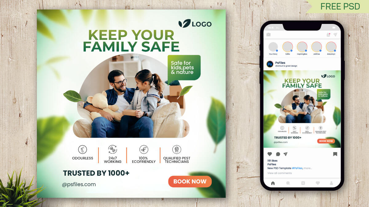 Free Pest Control Service Social Media Post Design Template PSD