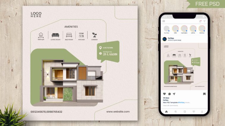 Free Real Estate Instagram Post Design PSD Template – Modern Property Promotion