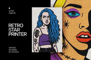 Free Retro Star Poster Design Effect PSD