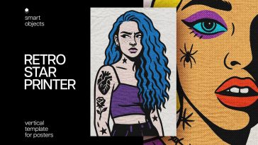 Free Retro Star Poster Design Effect PSD