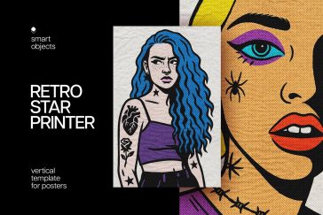 Free Retro Star Poster Design Effect PSD