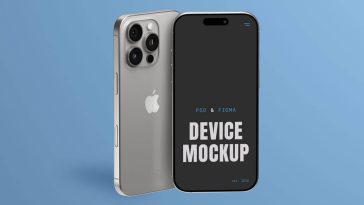 Free Standing iPhone 16 Pro Mockup PSD