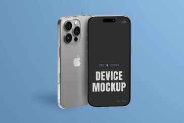 Free Standing iPhone 16 Pro Mockup PSD
