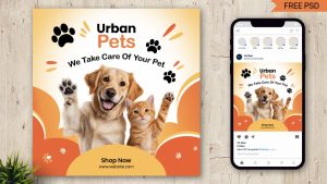Free Urban Pet Care Instagram Post Mockup PSD