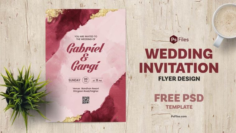 Free Wedding Invitation Flyer Design PSD – Elegant And Customizable Template