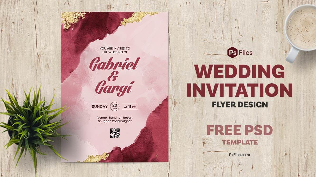 Free Wedding Invitation Flyer Design PSD – Elegant And Customizable Template