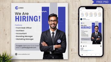 We Are Hiring Social Media Post PSD – Free Download for Job Vacancy Announcements
