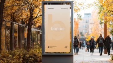 Free Autumn Outdoor Citylight Poster Mockup PSD