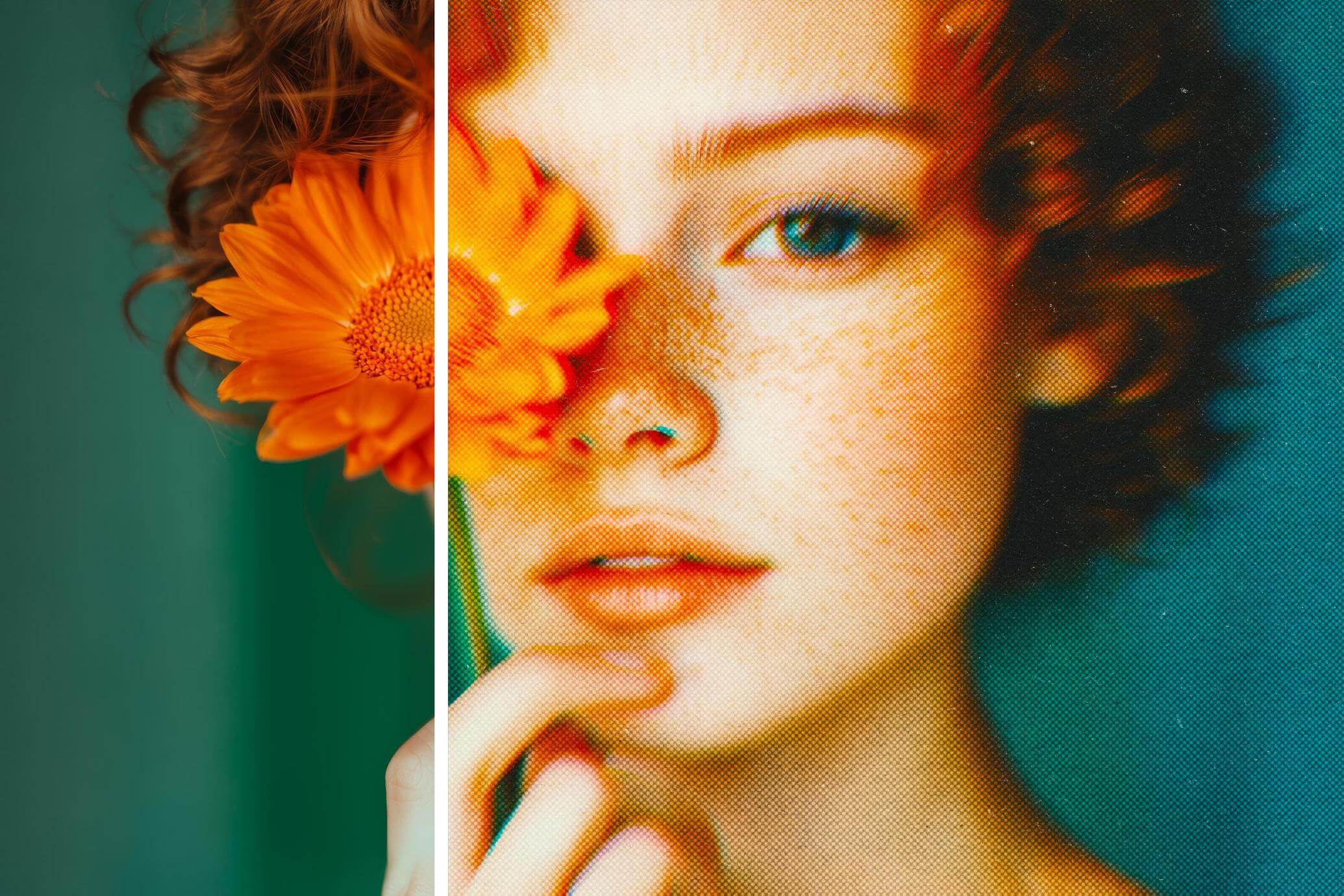 Free Halftone Distortion Photo Effect PSD