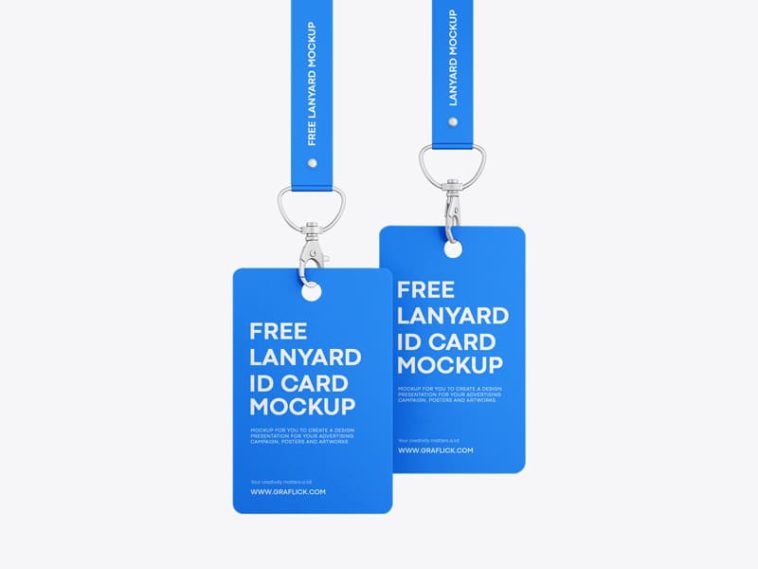 Free Hanging Lanyard ID Card Mockup PSD