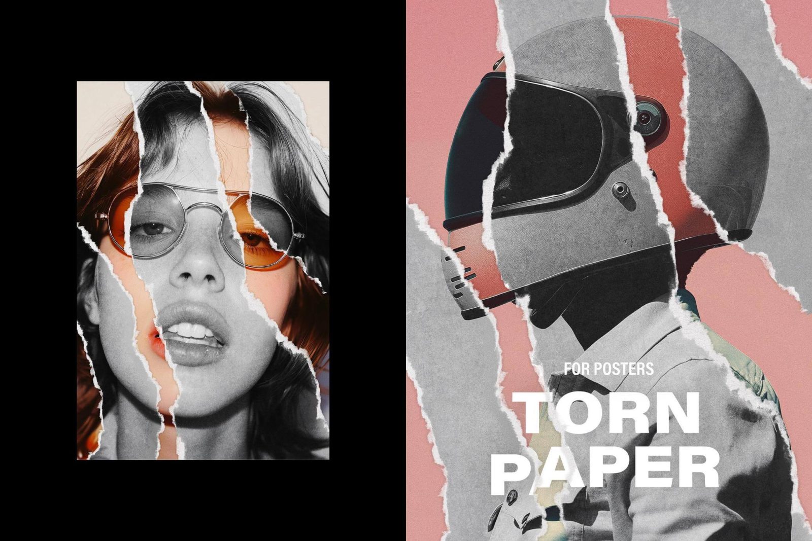 Free Mixed Torn Paper Poster Effect PSD