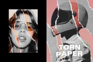 Free Mixed Torn Paper Poster Effect PSD