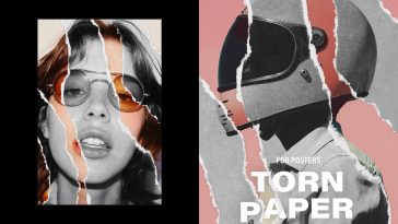 Free Mixed Torn Paper Poster Effect PSD