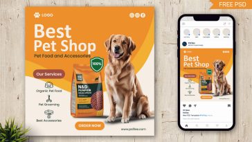 Free Pet Shop Social Media Instagram Post Design PSD