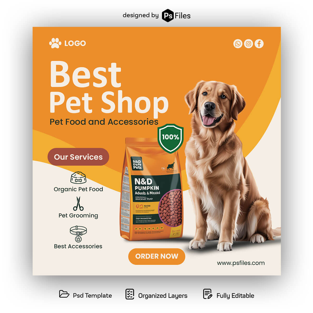 Free Pet Shop Social Media Instagram Post Design PSD