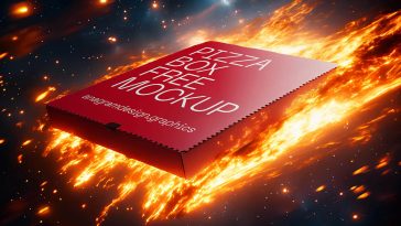 Free Pizza Box Meteor Mockup PSD