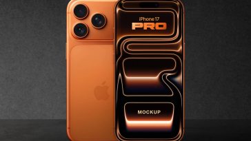 Free Cosmic Orange iPhone 17 Pro Mockup PSD