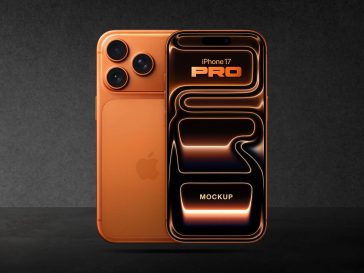Free Cosmic Orange iPhone 17 Pro Mockup PSD