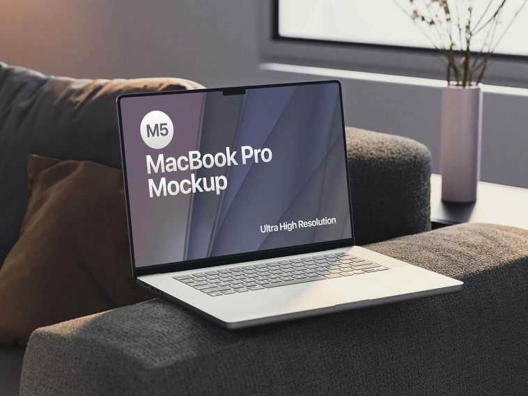Free M5 MacBook Pro Mockup PSD