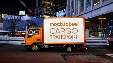Free Mazda Titan Cargo Transportation Truck Mockup PSD