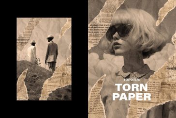 Free Retro Ripped Paper Poster Effect PSD