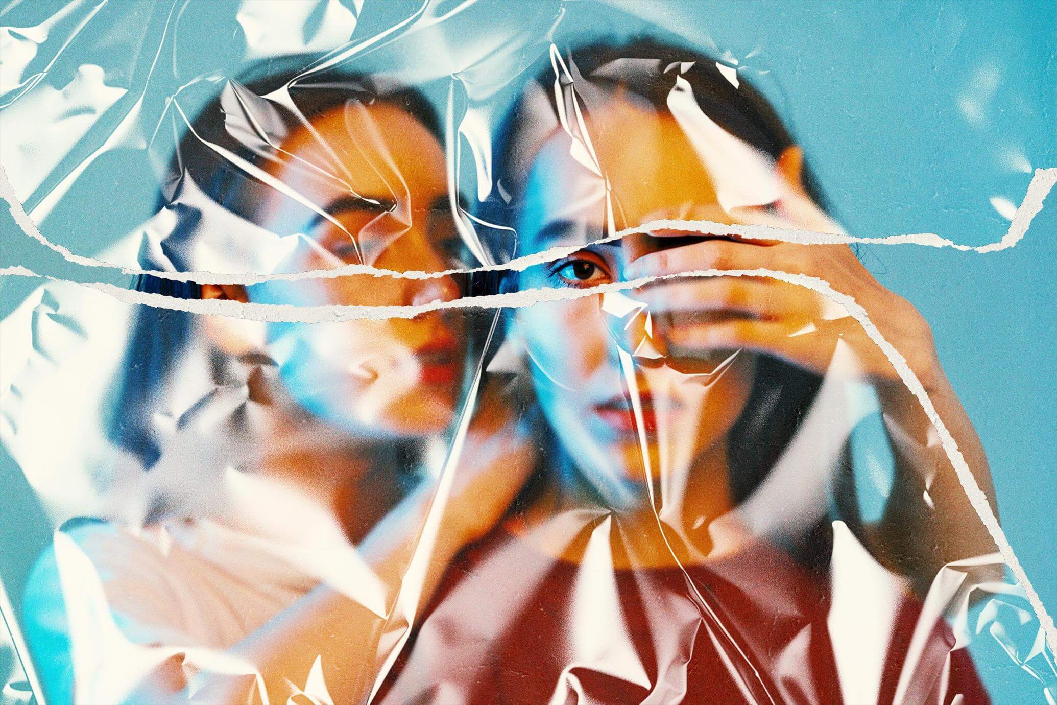 Free Ripped Plastic Photo Effect PSD