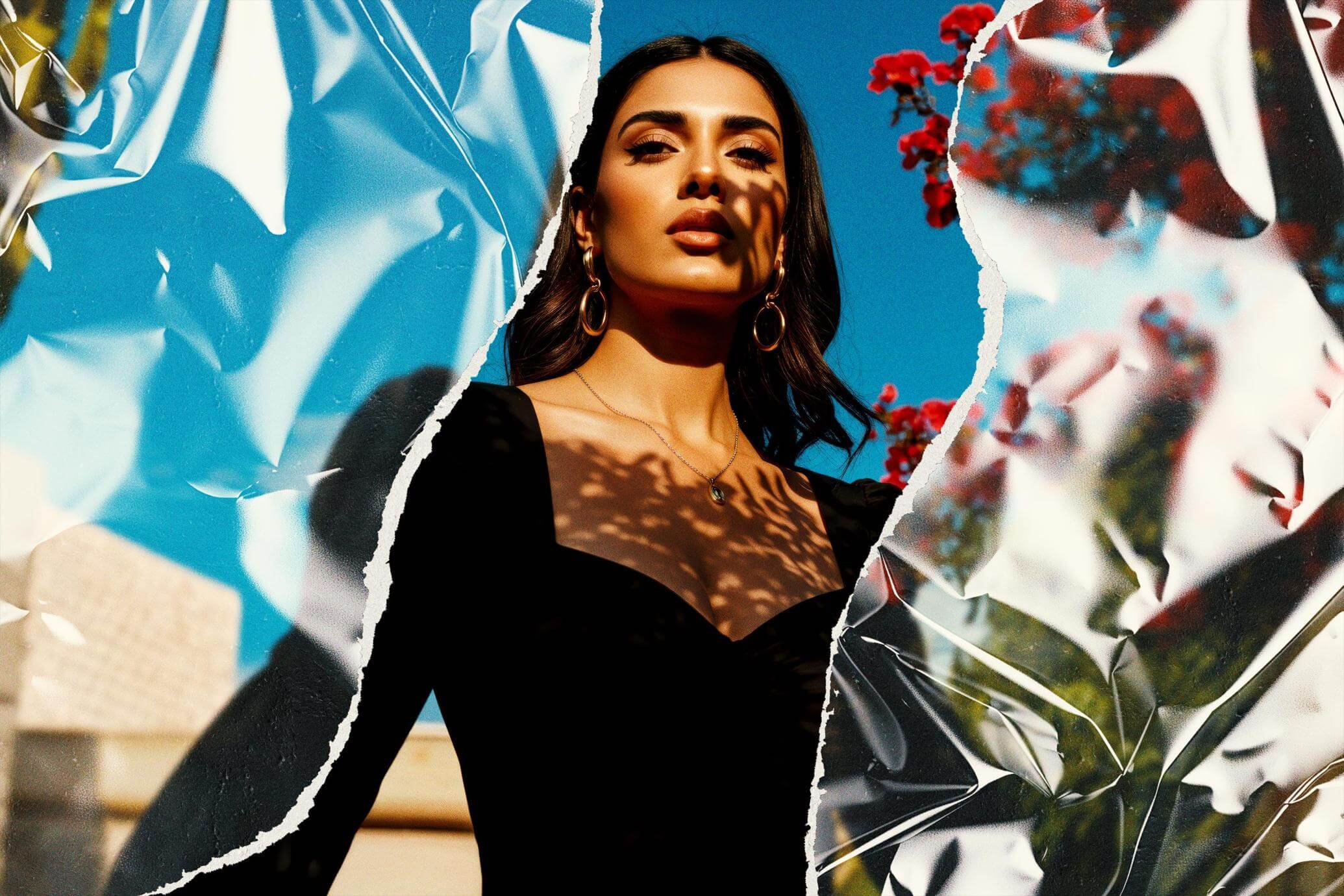 Free Ripped Plastic Photo Effect PSD