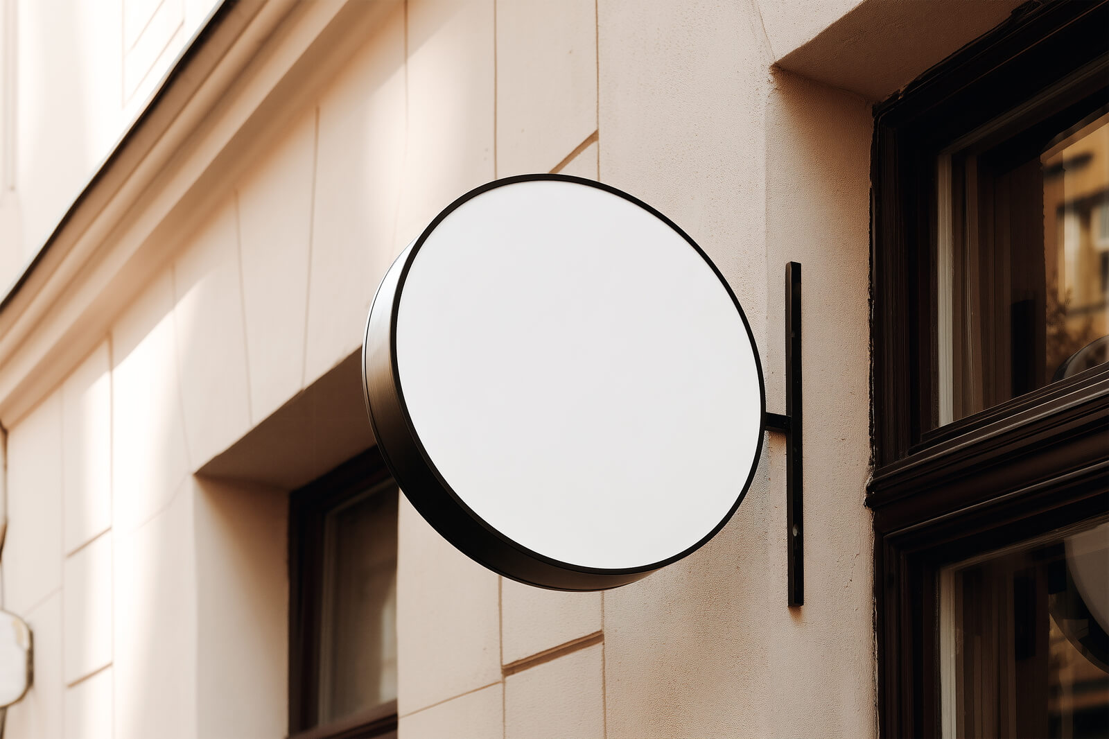 Free Round Cafe Sign Mockup PSD