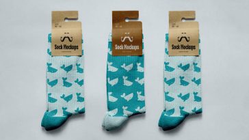Free Socks With Hanging Label Mockup PSD