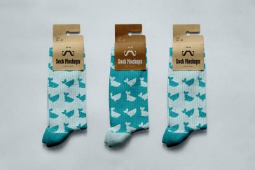 Free Socks With Hanging Label Mockup PSD