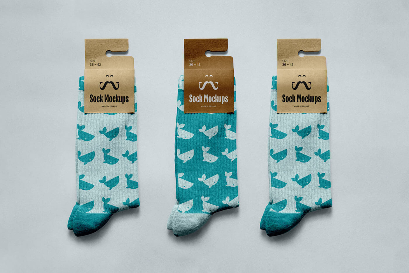 Free Socks With Hanging Label Mockup PSD