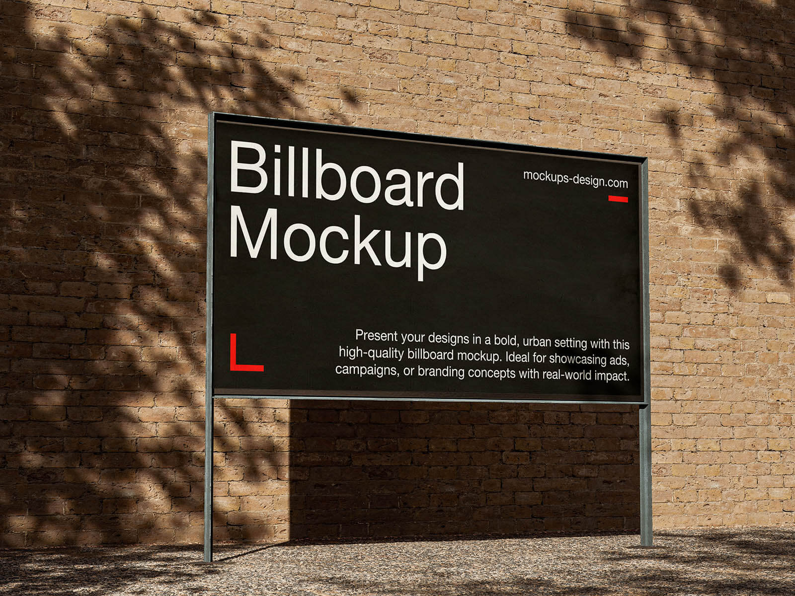 Free Urban Wall Steel Frame Outdoor Billboard Display Stand Mockup PSD Set