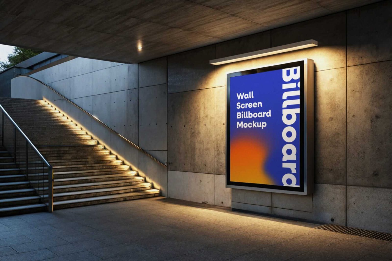 Free Underground Mounted Billboard Poster Mockup PSD