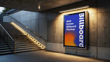 Free Underground Mounted Billboard Poster Mockup PSD