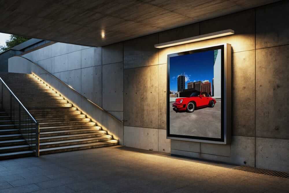 Free Underground Mounted Billboard Poster Mockup PSD