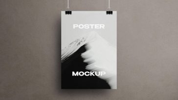 Free Vertical Hanging Poster Mockup PSD