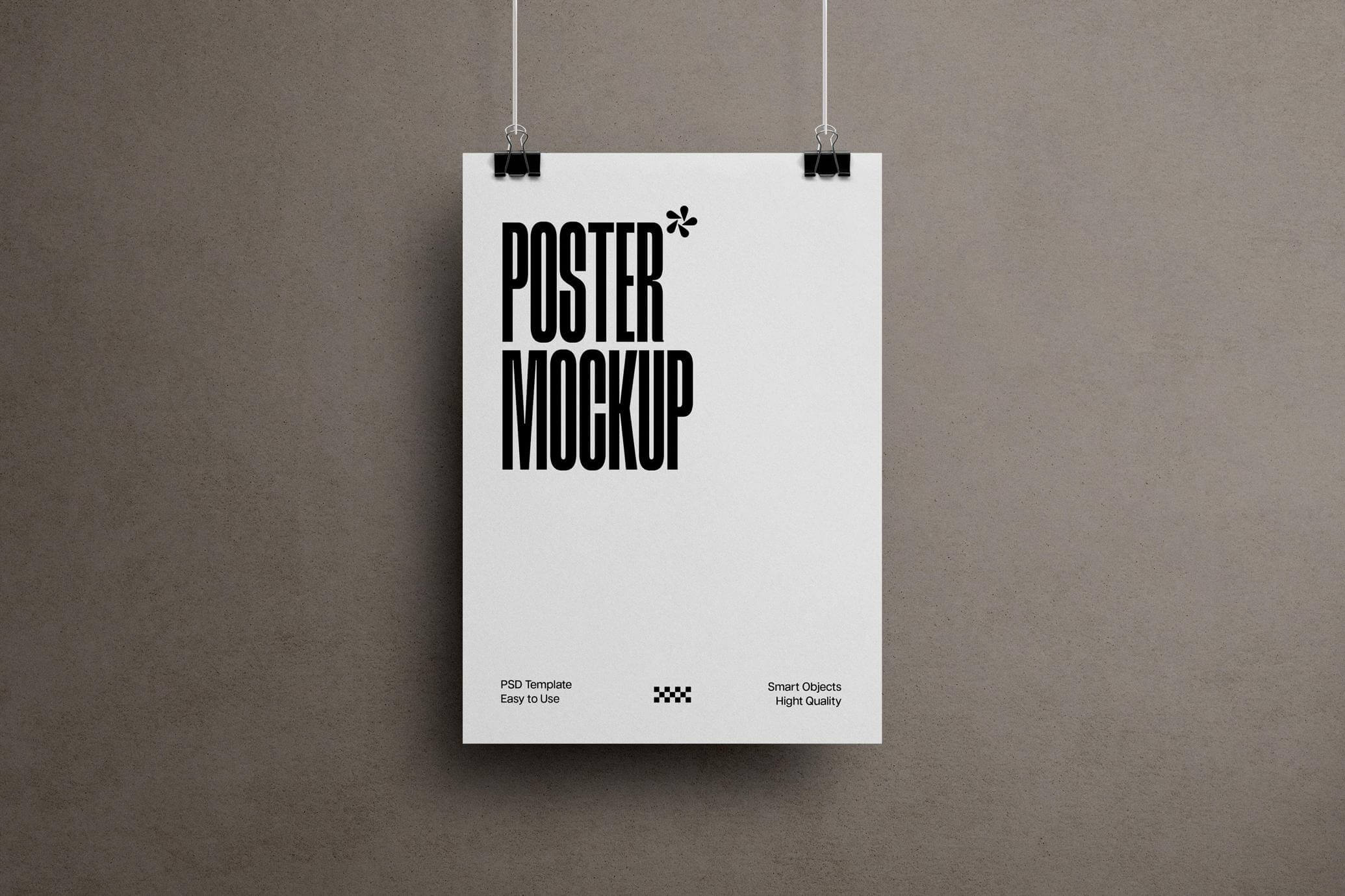 Free Vertical Hanging Poster Mockup PSD