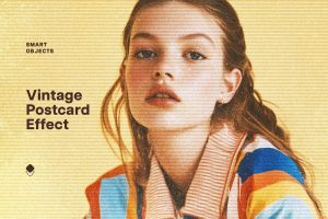 Free Vintage Postcard Halftone Effect PSD